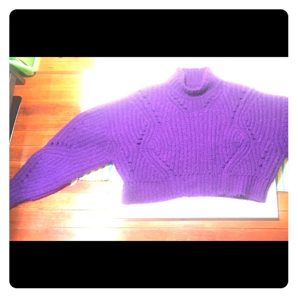 purple chunk-knit wool sweater, crop Isabel Marant
